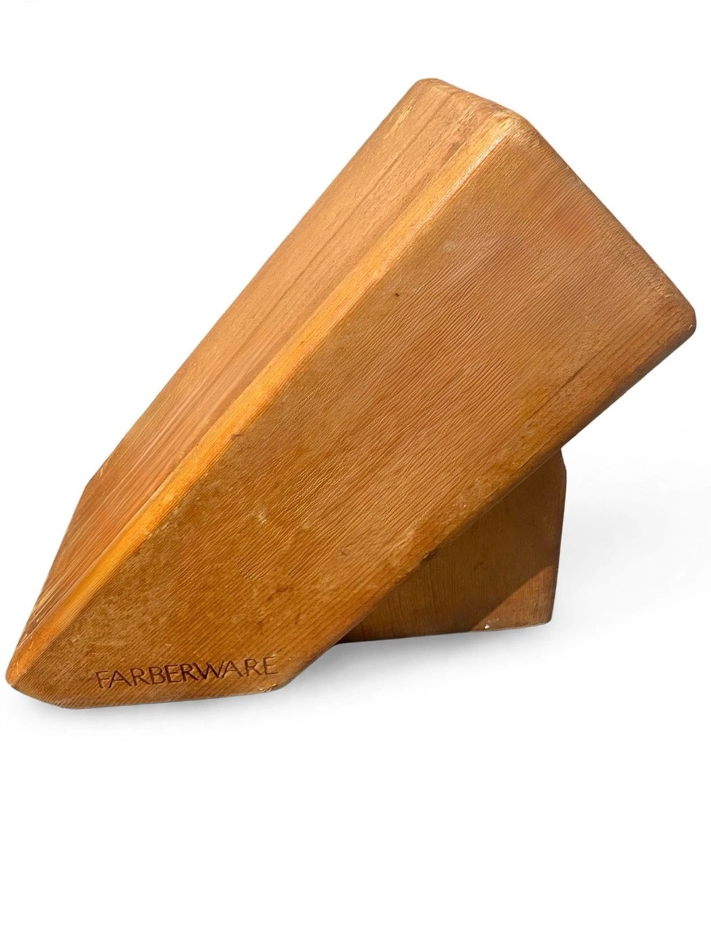 Vintage Farberware Wooden Knife Block in solid oak